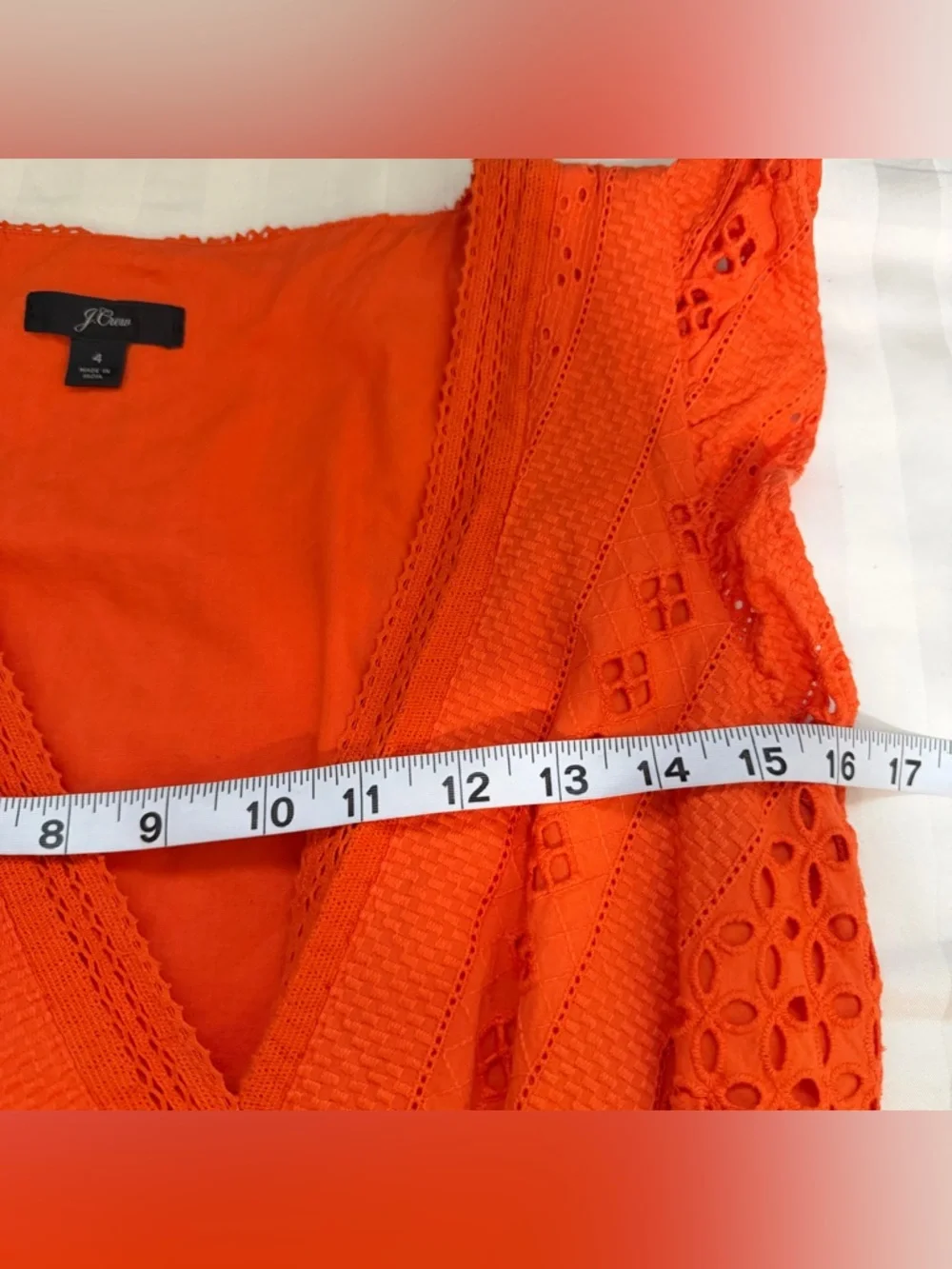 J. Crew Orange Eyelet Wrap Midi Dress